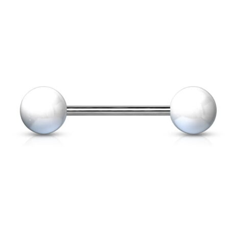 Implant Grade Titanium Tongue Nipple Barbell With Solid Color Acrylic Balls - Image 5