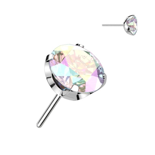 Implant Grade Titanium Threadless Push In CNC Cut Round Back Claw Set CZ Top