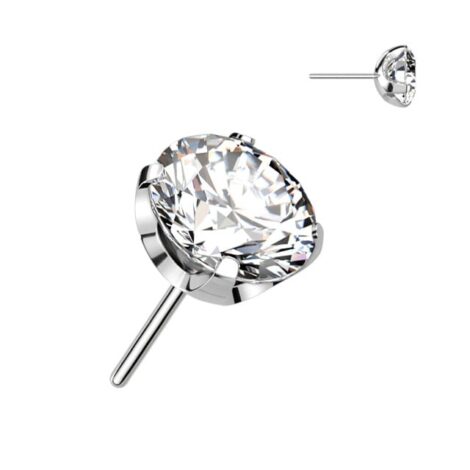 Implant Grade Titanium Threadless Push In CNC Cut Round Back Claw Set CZ Top - Image 7