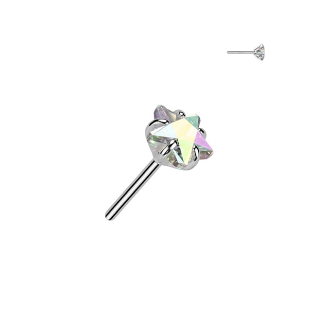 Implant Grade Titanium Threadless Push In Prong Set Star CZ Top