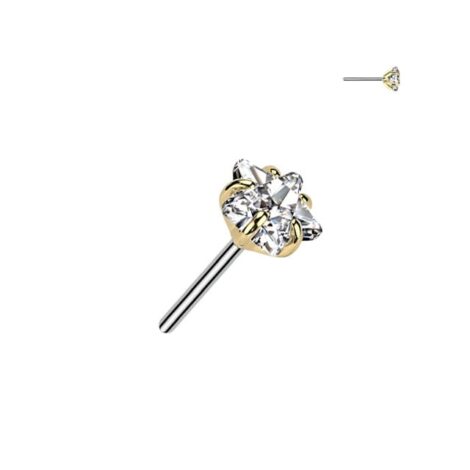 Implant Grade Titanium Threadless Push In Prong Set Heart CZ Top - Image 11
