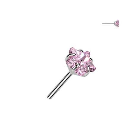 Implant Grade Titanium Threadless Push In Prong Set Star CZ Top - Image 6