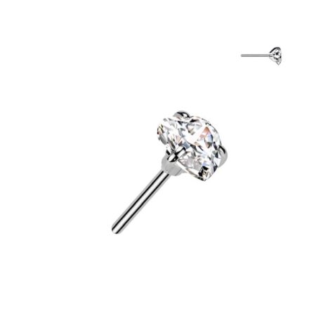 Implant Grade Titanium Threadless Push In Prong Set Heart CZ Top - Image 9