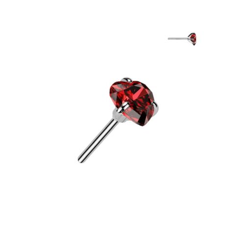 Implant Grade Titanium Threadless Push In Prong Set Heart CZ Top - Image 7
