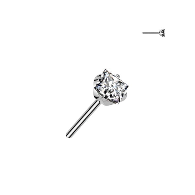Implant Grade Titanium Threadless Push In Prong Set Square CZ Top