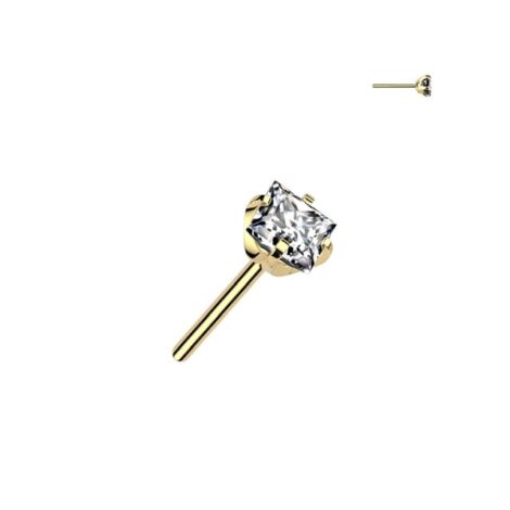 Implant Grade Titanium Threadless Push In Prong Set Square CZ Top - Image 13
