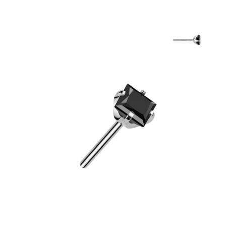 Implant Grade Titanium Threadless Push In Prong Set Square CZ Top - Image 11