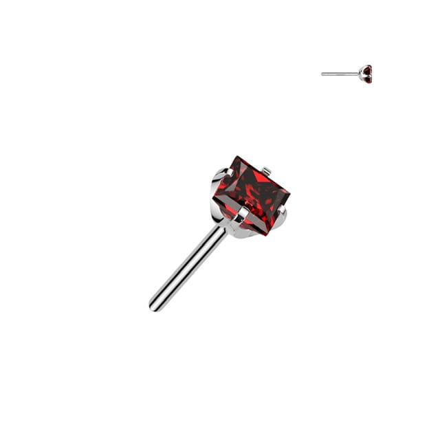 Implant Grade Titanium Threadless Push In Prong Set Square CZ Top