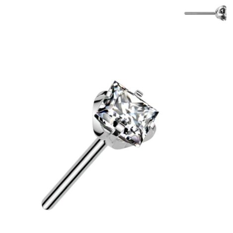 Implant Grade Titanium Threadless Push In Prong Set Square CZ Top - Image 8