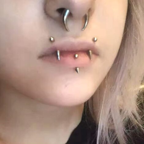 Cone or Spike Curved Barbell Vertical Lip, Helix, Eyebrow Piercings - Image 3