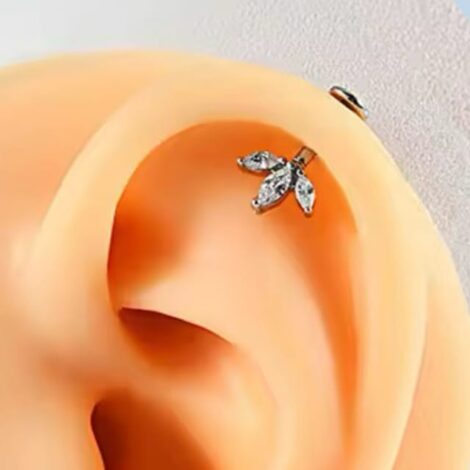 Forward Facing Marquise CZ Top Vertical Down Labret/ Bonus Bar - Image 2