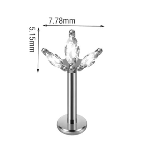 Forward Facing Marquise CZ Top Vertical Down Labret/ Bonus Bar - Image 4