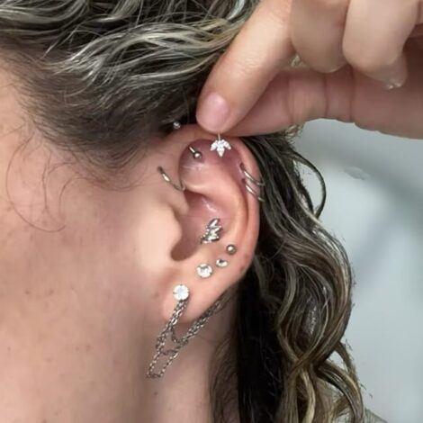 Forward Facing Marquise CZ Top Vertical Down Labret/ Bonus Bar - Image 6