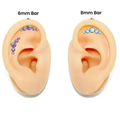 Forward Facing Opal Row Threadless Push Pin Top Vertical Helix Labret - Image 2