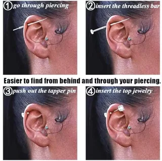 2PC Push Pin Straight Insertion Tapers for Threadless Jewellery - Image 4