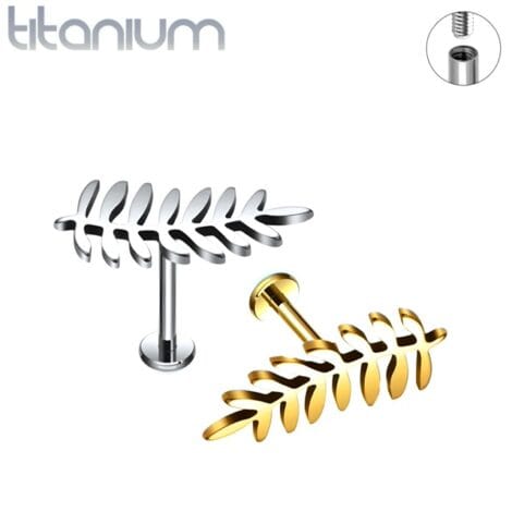 Implant Grade Titanium Fern Top Labret Internally Threaded