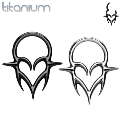 Implant Grade Titanium Tribal Fangs Hinged Segment Ring