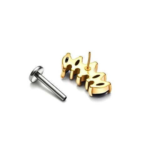 Titanium Labret with Threadless Push In 5 Marquise CZ Top - Image 3