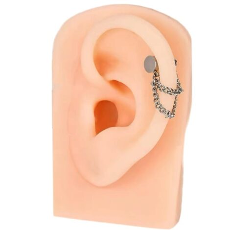 Double Chain Labrets with Threadless Push Pin Moon, Heart or Round Tops - Image 11