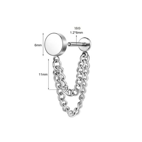 Double Chain Labrets with Threadless Push Pin Moon, Heart or Round Tops - Image 15