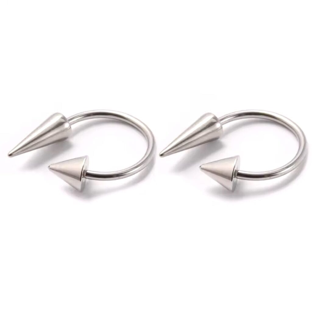 Horseshoe with Spike and Cone Ends Cartilage, Septum, Lip Ring