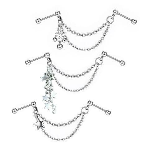 Double Chain Linked Barbells with Tassels and Charms