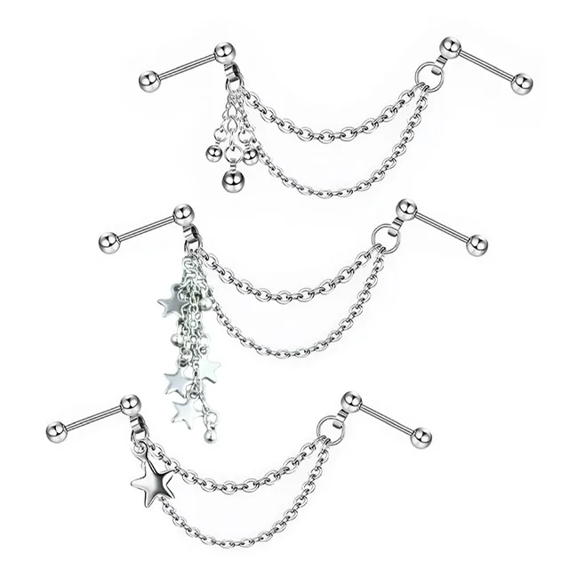 Double Chain Linked Barbells with Tassels and Charms