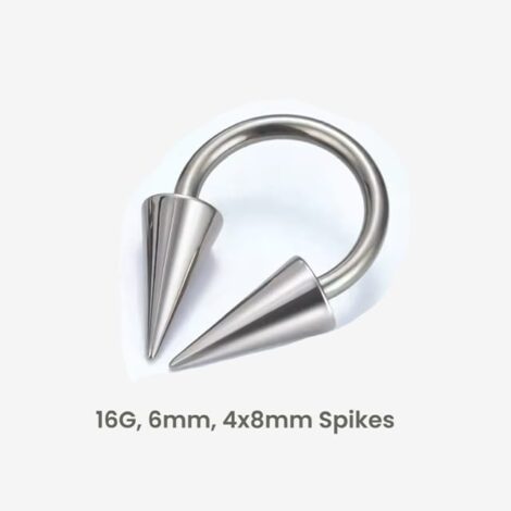 Implant Titanium Horseshoe Barbell with Spikes Internally Threaded - Image 6