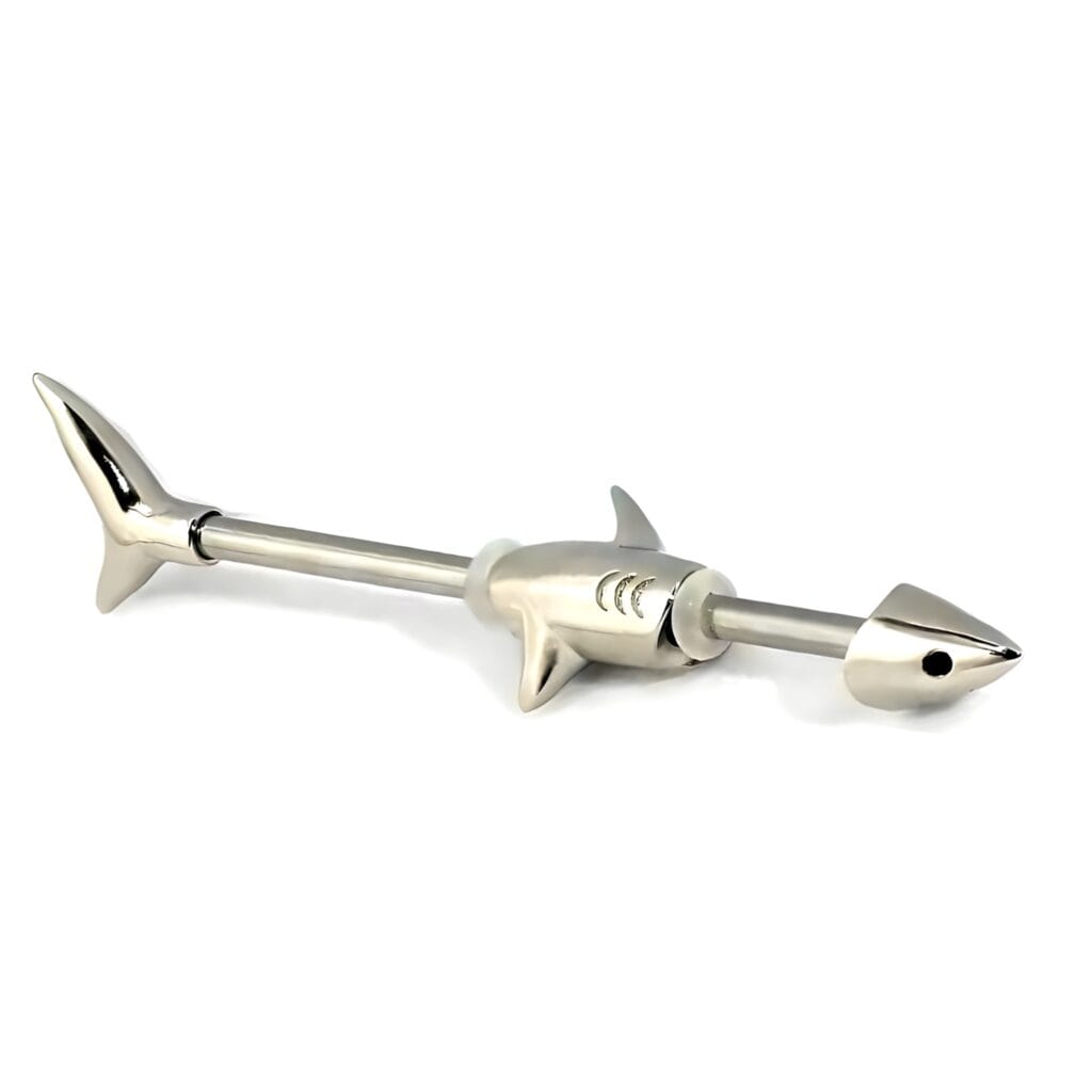 316L Surgical Steel Great White Shark Industrial Barbell plus O-Rings