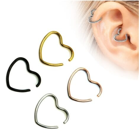 Fake Cheater Ear Cartilage Heart Shaped Rings