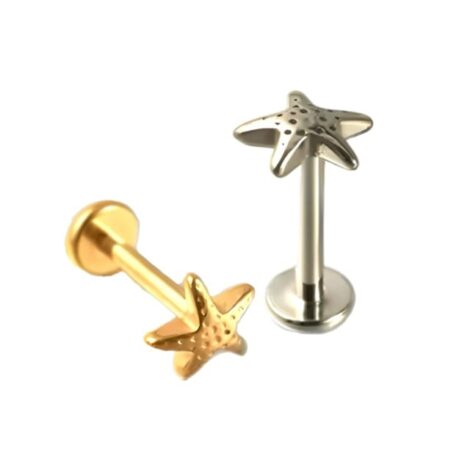 Titanium Starfish Top Labret Internally Threaded - Image 3