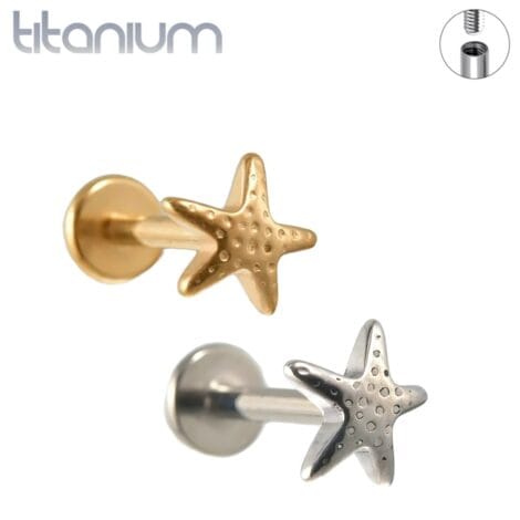 Titanium Starfish Top Labret Internally Threaded