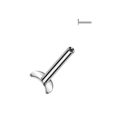 Implant Titanium Threadless Push In Convex Moon Base Labret Pin - Image 2