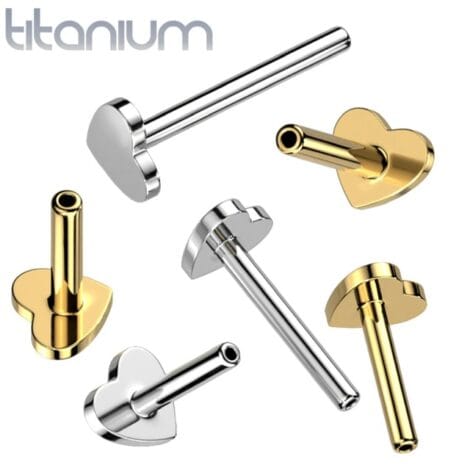 Implant Titanium Threadless Push In Heart Base Flat Back Labret