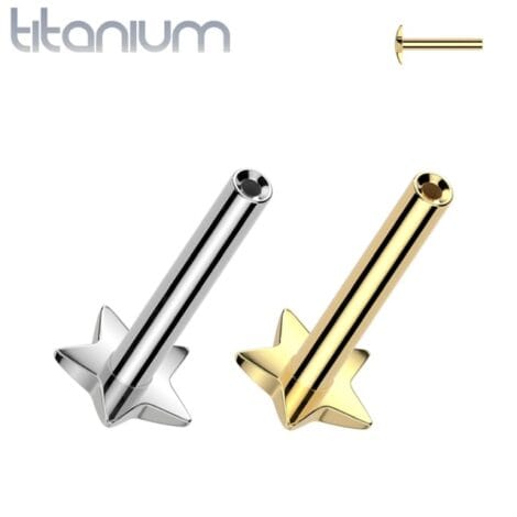 Implant Titanium Threadless Push In Flat Star Base Labret Pins