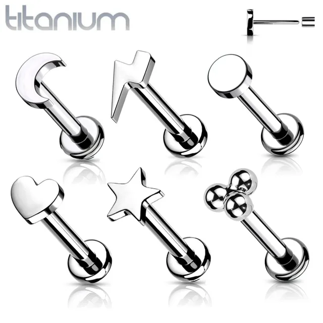 Titanium Threadless Push In Top Labret Studs in Mixed Styles