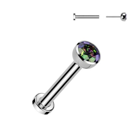 Implant Grade Titanium Threadless Push in Labret With Bezel Set CZ Ball Top - Image 7