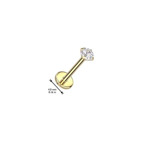 Implant Grade Titanium Threadless Push In Flat Back Stud With Prong CZ Top - Image 4