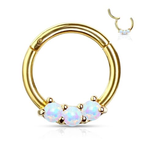 Hinged Segment Ring High Quality Precision 3-Opal Set Hoop - Image 3