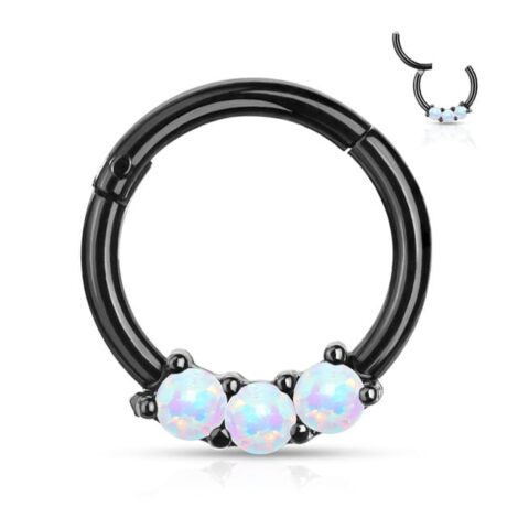 Hinged Segment Ring High Quality Precision 3-Opal Set Hoop - Image 5
