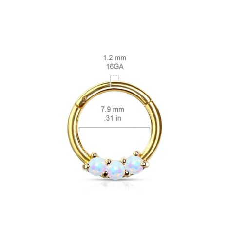 Hinged Segment Ring High Quality Precision 3-Opal Set Hoop - Image 2