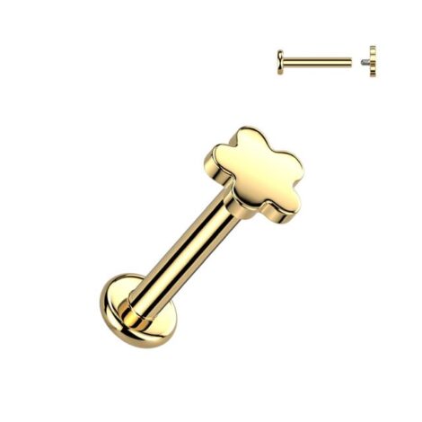 Implant Grade Titanium Flower Top Labret, Flat Back Stud Internally Threaded - Image 3