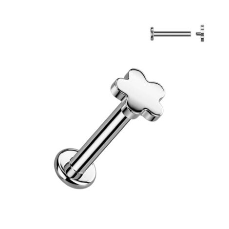 Implant Grade Titanium Flower Top Labret, Flat Back Stud Internally Threaded - Image 2