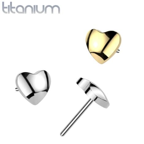 Implant Grade Titanium Threadless Push In Rounded 3D Heart Top
