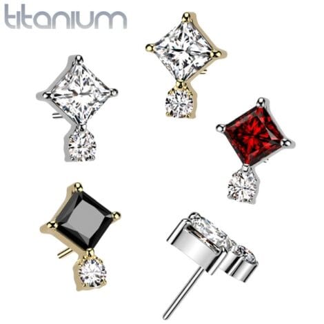 Implant Grade Titanium Threadless Push In Diamond and Round CZ Top