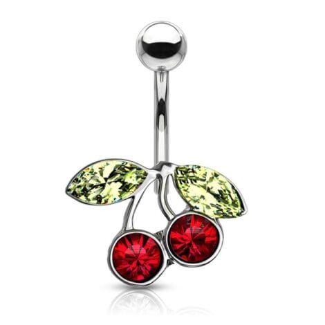 CZ Red Cherry Belly Ring