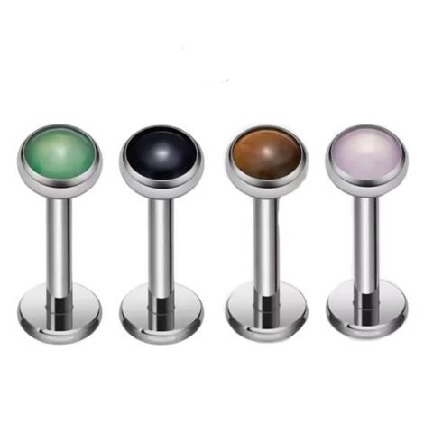 Titanium ASTM Labret Stud with Stone Top Internal Threading - Image 2
