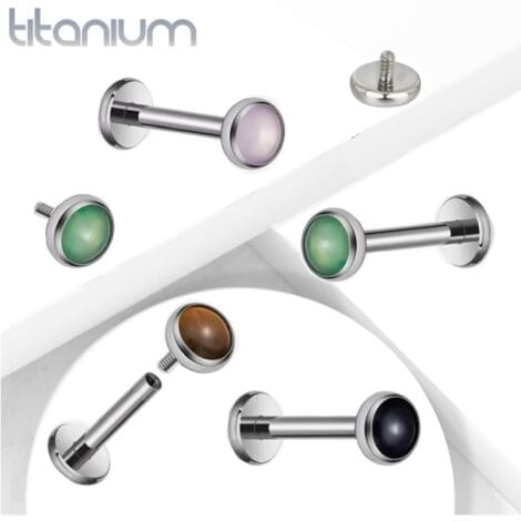 Titanium ASTM Labret Stud with Stone Top Internal Threading