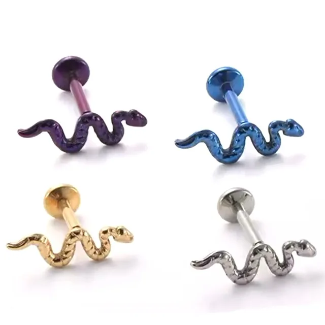 ASTM Titanium Labret with Snake Top Internally Threaded