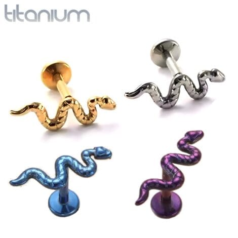 ASTM Titanium Labret with Snake Top Internally Threaded
